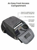 Barret 29L Massager Backpack with convenient front access compartment.